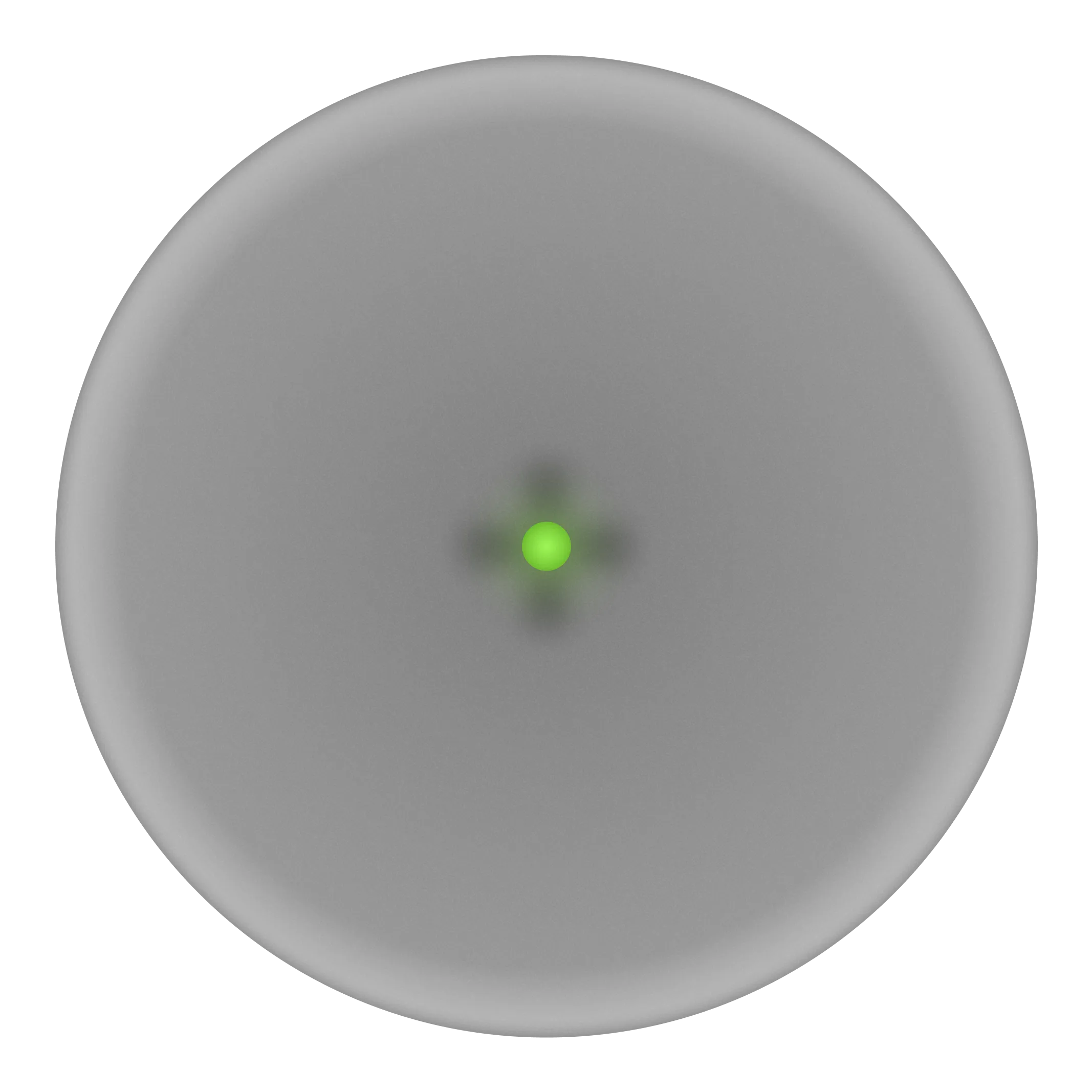 rounded clear object with a glowing dot in the center